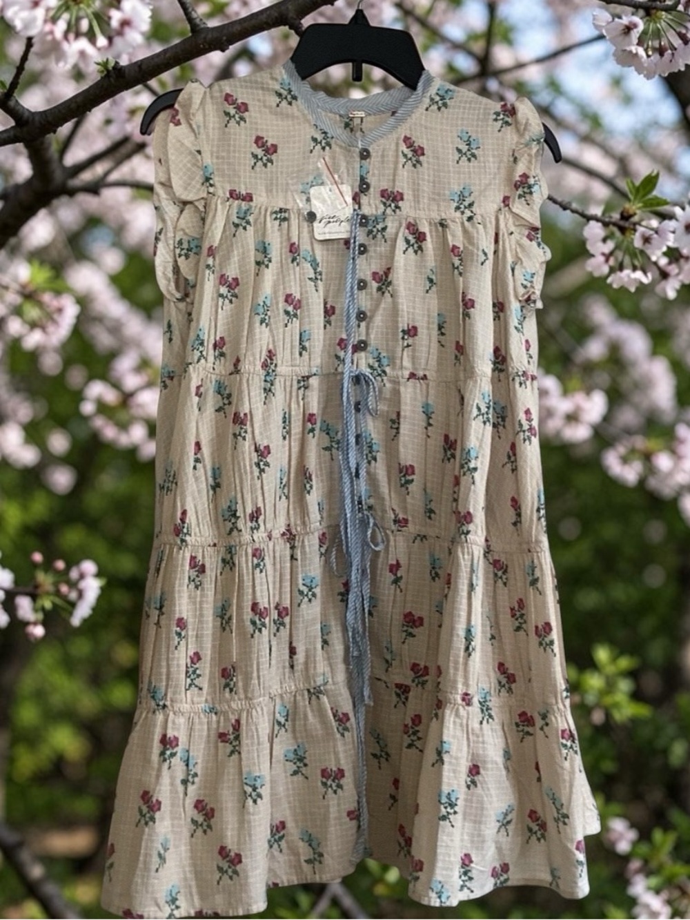 Free people NWT floral ruffle tiered ruffle sleeved dress / peasant cottage core